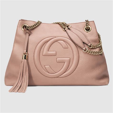 gucci leather medium soho chain shoulder bag light pink|gucci soho small leather bag.